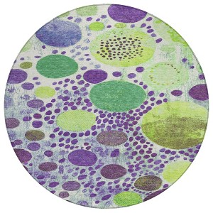 Purple Green And Ivory Geometric Washable Indoor Outdoor Area Rug - 1 of 4