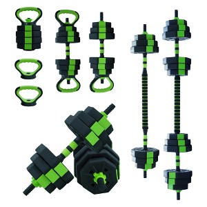 4-in-1 Adjustable Weight Dumbbell Set, 44LBS Dumbbells Barbell Set, Kettlebells Push Up Stand for Home Gym, Fitness Exercise Equipment for Men Women - 1 of 4