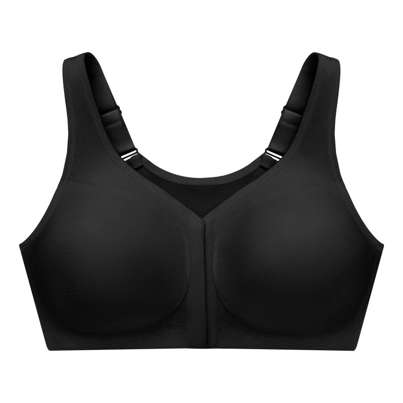 Glamorise Womens MagicLift Front-Closure Posture Back Wirefree Bra 1265 Black, 4 of 5