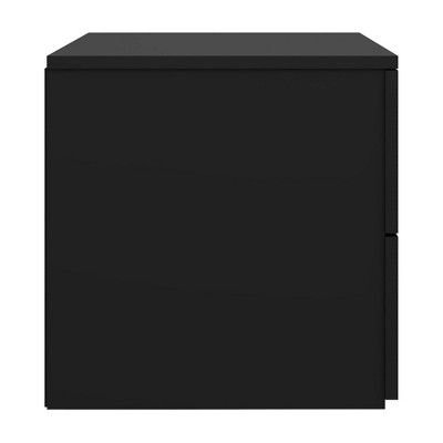 Matte Black Wood 2-Drawer Nightstand with Silver Pulls