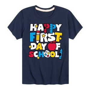Boys' - Instant Message - Happy First Day Of School Short Sleeve Graphic T-Shirt - 1 of 4