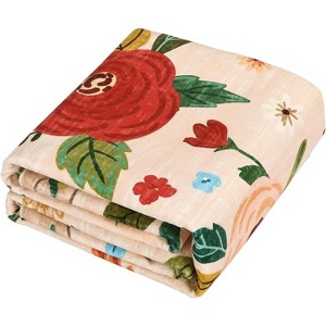 Machine Washable Floral Area Rug, Non-Slip Vintage Low-Pile Carpet for Farmhouse Living Room, Bedroom & Dining Room - 1 of 4