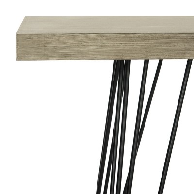 Light Brown Wood and Metal Hairpin Leg Hallway Table