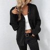 Women's Casual Hooded Cardigan Sweaters V Neck Button Down Long Sleeve Kint Cardigans Coat - 2 of 4