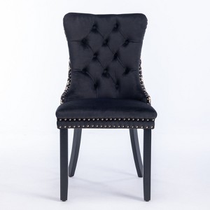 AZL1 Life Concept Accent Chairs Armless 2 Pcs Tufted Velvet Leisure Chair with Polka Dots Modern Vanity for Bedroom, Black, 25.5"*19.7"*37.4" - 1 of 4