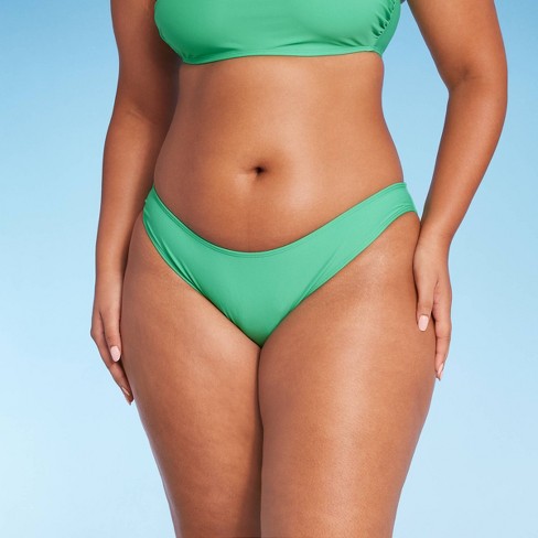 Women's Scoop Front Low-rise High Leg Cheeky Bikini Bottom - Wild Fable™  Green Xl : Target