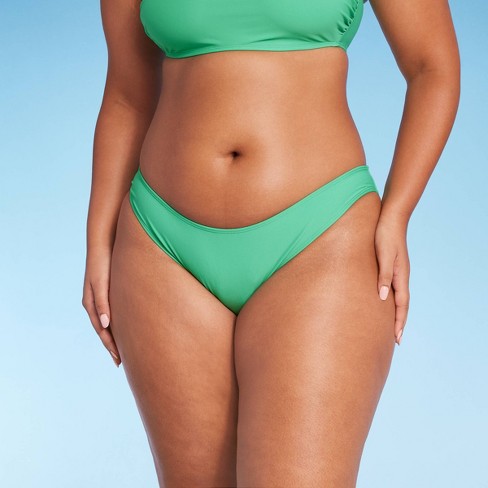 Women's Scoop Front Low-rise High Leg Cheeky Bikini Bottom - Wild Fable™  Green M : Target