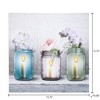 LuxenHome Candle Flower Jars Wrapped Canvas Print with Lights, Battery-Operated Gray - 3 of 4