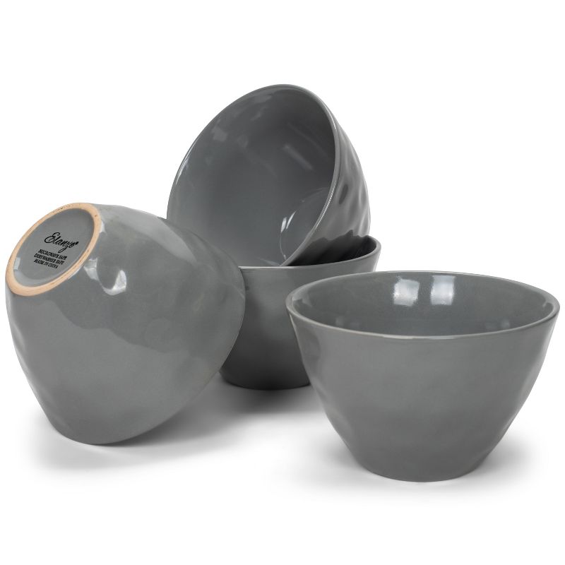 Elanze Designs Dimpled Ceramic 5.5 inch Contemporary Serving Bowls Set of 4, Charcoal Grey, 4 of 7
