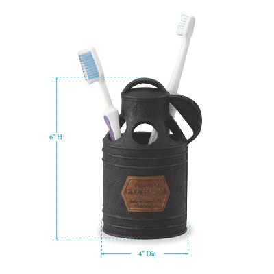 Antique Black and Bronze Resin Farmhouse Toothbrush Holder