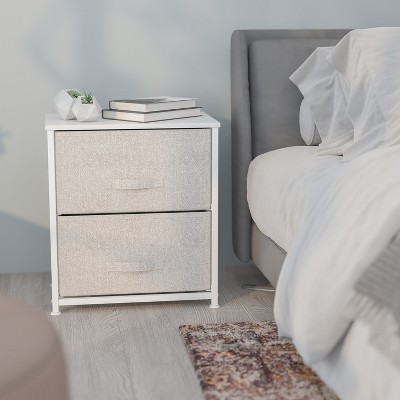 Gray and White Cast Iron Frame 2-Drawer Storage Stand