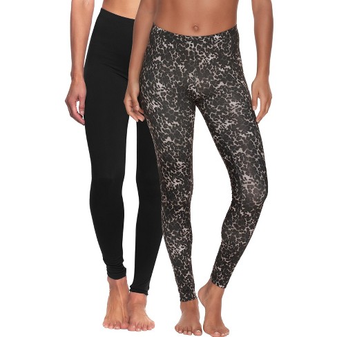 Felina Womens Velvety Super Soft Lightweight Leggings, 2-pack Yoga Pants  (black Tea Leopard Black, X-small) : Target