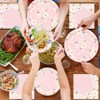 Hachikiko Pink Daisy Party Supplies Set, Daisy Flower Paper Dinner Plates Daisy Dessert Plates, Luncheon Napkins for Birthday Party Decorations Summer - 4 of 4