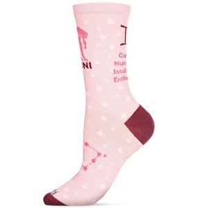 Memoi Women's Gemini Zodiac Sign Crew Socks Pink Icing 9-11 - 1 of 4