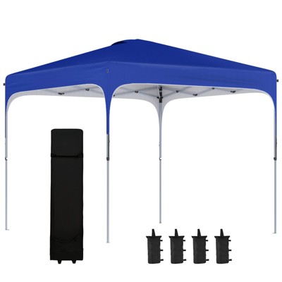 VisioGear 8'*8' Pop Up Canopy Tent with Carry Bag and 4 Sand Bags, Instant Tents for Parties, Height Adjustable, Blue, 99.5"*99.5"*105.5"