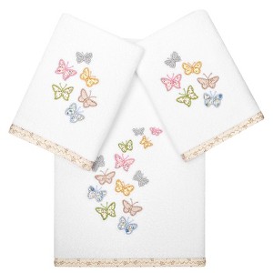 Linum Home Textiles 100% Turkish Cotton MARIPOSA Embellished Towel Set - 1 of 4
