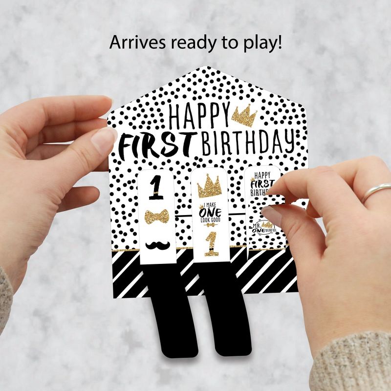 Big Dot of Happiness 1st Birthday Little Mr. Onederful - Boy First Birthday Party Game Pickle Cards - Pull Tabs 3-in-a-Row - Set of 12, 2 of 7