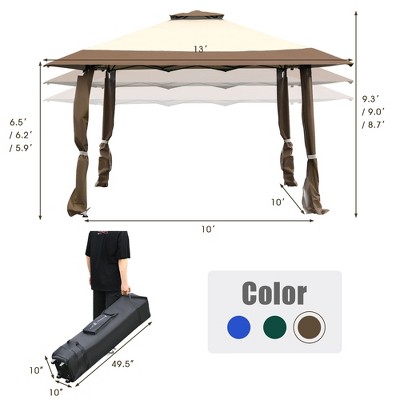 13' x 13' Brown and Beige Metal Patio Gazebo Canopy