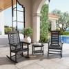 Outsunny Outdoor Rocking Chairs Set of 2, HDPE Patio Rockers with 28" High Back, Wide Armrests and Slatted Seat for Porch Backyard Balcony, Black - 3 of 4