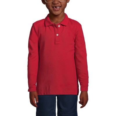 Lands' End School Uniform Kids Long Sleeve Feminine Fit Mesh Polo Shirt