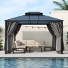 10'x12' Outdoor Gazebo, Patio Aluminum Double Roof Gazebo with  Mosquito Netting and Privacy Screens for Backyard, Garden -ModernLuxe - 2 of 4