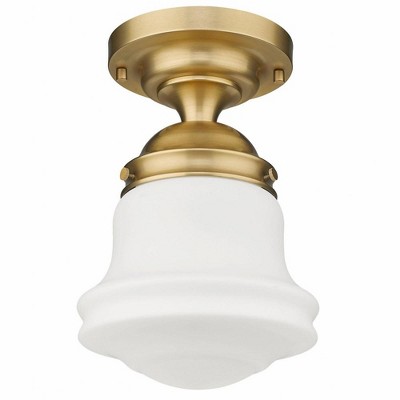 Heritage Brass and Opal Glass Globe LED Flush Mount