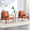 Cooper 28.74" Wide Faux Leather Thick Padded Backrest and Seat Cushion Walnut Metal Legs With Armrest Accent Chair-Maison Boucle - 3 of 4