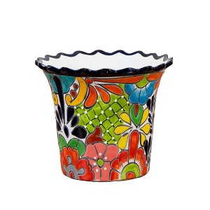 Nearly Natural 10-in x 12-in Handmade Mexican Talavera Ceramic Planter - 1 of 4