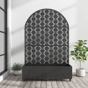 Wrought Iron Black Rectangular Planting Box with Climbing Rack (Square) - 1 of 3
