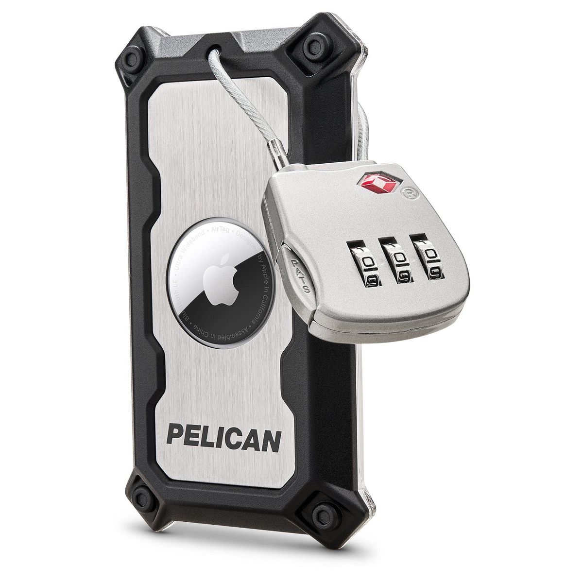 Pelican Tracker AirTag Luggage Lock - Brushed Titanium