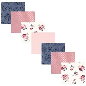 Hudson Baby Infant Girl Cotton Flannel Receiving Blankets Bundle, Dusty Rose Floral, One Size - 1 of 4