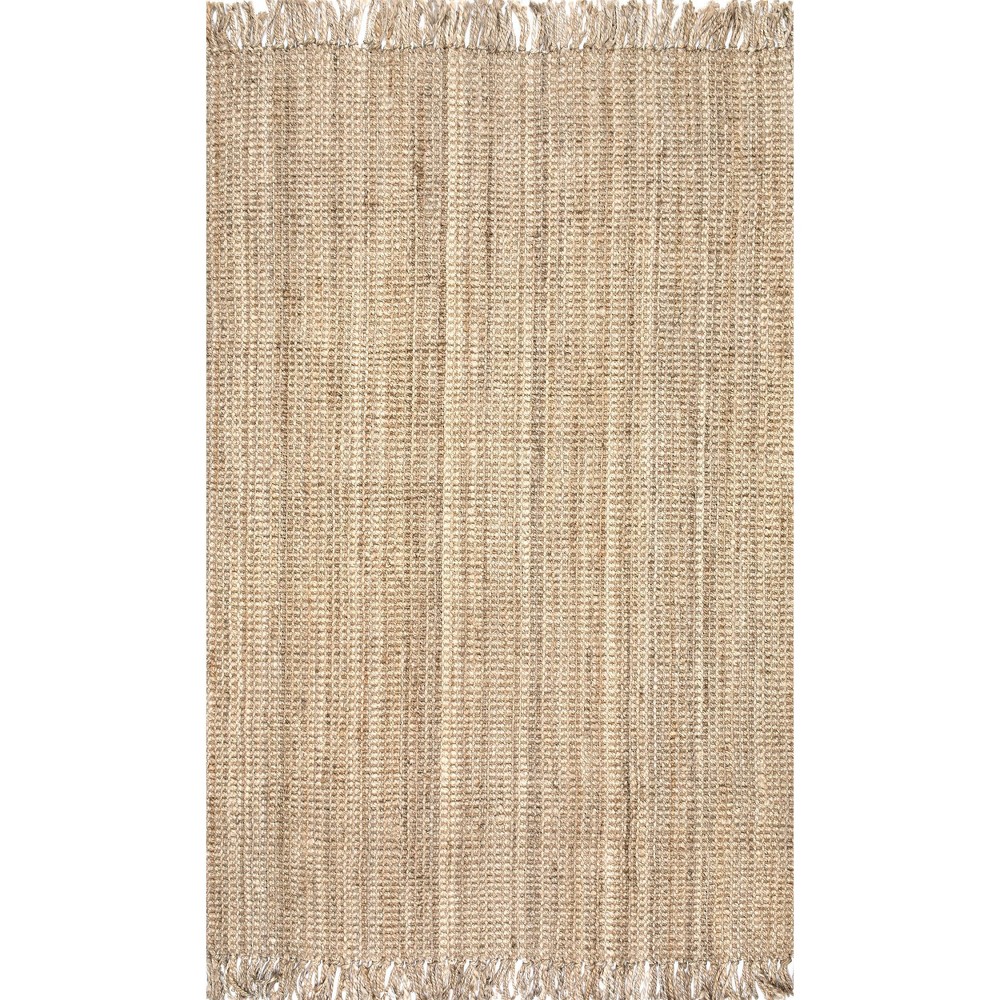 6'x9' Hand Woven Chunky Loop Jute Area Rug Natural - nuLOOM