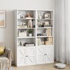 Bookcase with Doors Industrial Bookshelf 11.8in Depth Display Storage Shelves 71.4in Tall Farmhouse Bookcases Wooden 6 Shelf Bookshelvels - 2 of 4