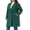 Agnes Orinda Women's Plus Size Lapel Long Sleeve Single Breasted Belted Midi Pea Coat with Pocket - 2 of 4