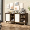 Tangkula 2PCS Rattan Buffet Sideboard w/ Adjustable Shelves Storage Cabinet & Sliding Door - 2 of 4