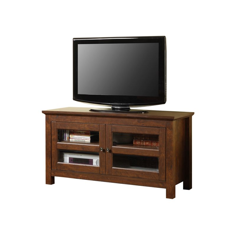 2 Door Wood Closed Storage Console TV Stand for TVs up to 50&#34; Brown - Saracina Home, 3 of 7