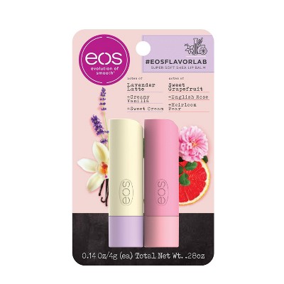 eos flavorlab Lip Balm Sticks - Lavender Latte &  Sweet Grapefruit - 2pk/0.28oz