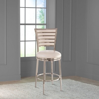 Rouen Swivel Counter Height Barstool Shiny Nickel/Ivory - Hillsdale Furniture