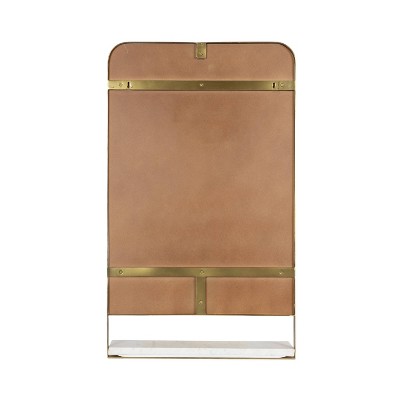 Gold Rectangular Wall Mirror with Marble Shelf