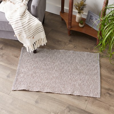 Leather Brown Diamond Handwoven Cotton Throw Rug 2x3 Ft