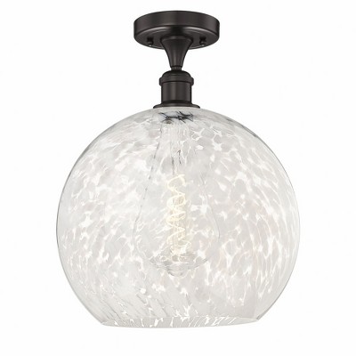 White Mouchette - 1 Light Semi-Flush Mount In Modern Style-16.75 Inches Tall and 13.75 Inches Wide