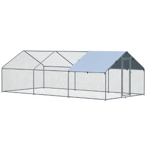 Large Chicken Coop Metal Chicken Run with Waterproof and Anti-UV Cover, Spire Shaped Walk-in Fence Cage, 1.3" Tube Diameter, 9.8' x 19.7' x 6.4' - 1 of 4