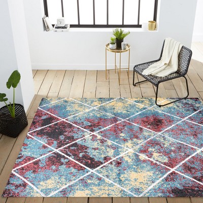 Cole 4x6 Multi/White Synthetic Trellis Area Rug