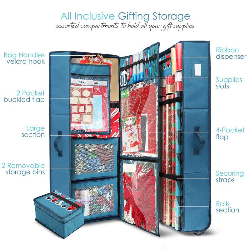 Hearth & Harbor Christmas Wrapping Paper & Holiday Accessories Storage Container, 4 of 9
