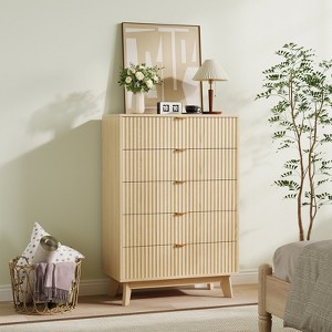 COZONY 5-Drawer Dresser with Fluted Design, Modern Wood Storage Chest Organizer for Bedroom Living Room Hallway - 1 of 4