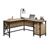 GlasFlength Desks Computer Desk Office Desk Writing Table Desk with Drawers Cabinet for Small Space Home Office, Brown, 59.84"*57.32"*29.53" - 2 of 4