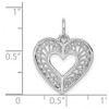 Black Bow Jewelry 14k White Gold Diamond Cut Filigree Heart Charm or Pendant, 17mm - 3 of 4