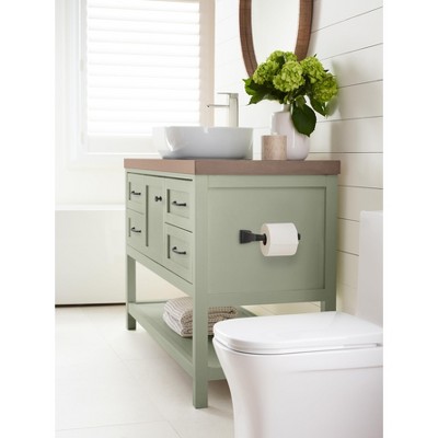 Matte Black Single Post Toilet Paper Holder in Sleek Metal