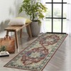 2 x 6 ft Polyester Blue Rectangular Hallway Bathroom Entryway Kitchen Office Foldable Flower Printed  Washable Area Rug - 4 of 4