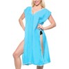HAPPY BAY Women's Summer Vacation Beachwear Long Bathing Suit Short Front Tie Swimsuit Cover Ups Medium-Large Blue Solid - 4 of 4